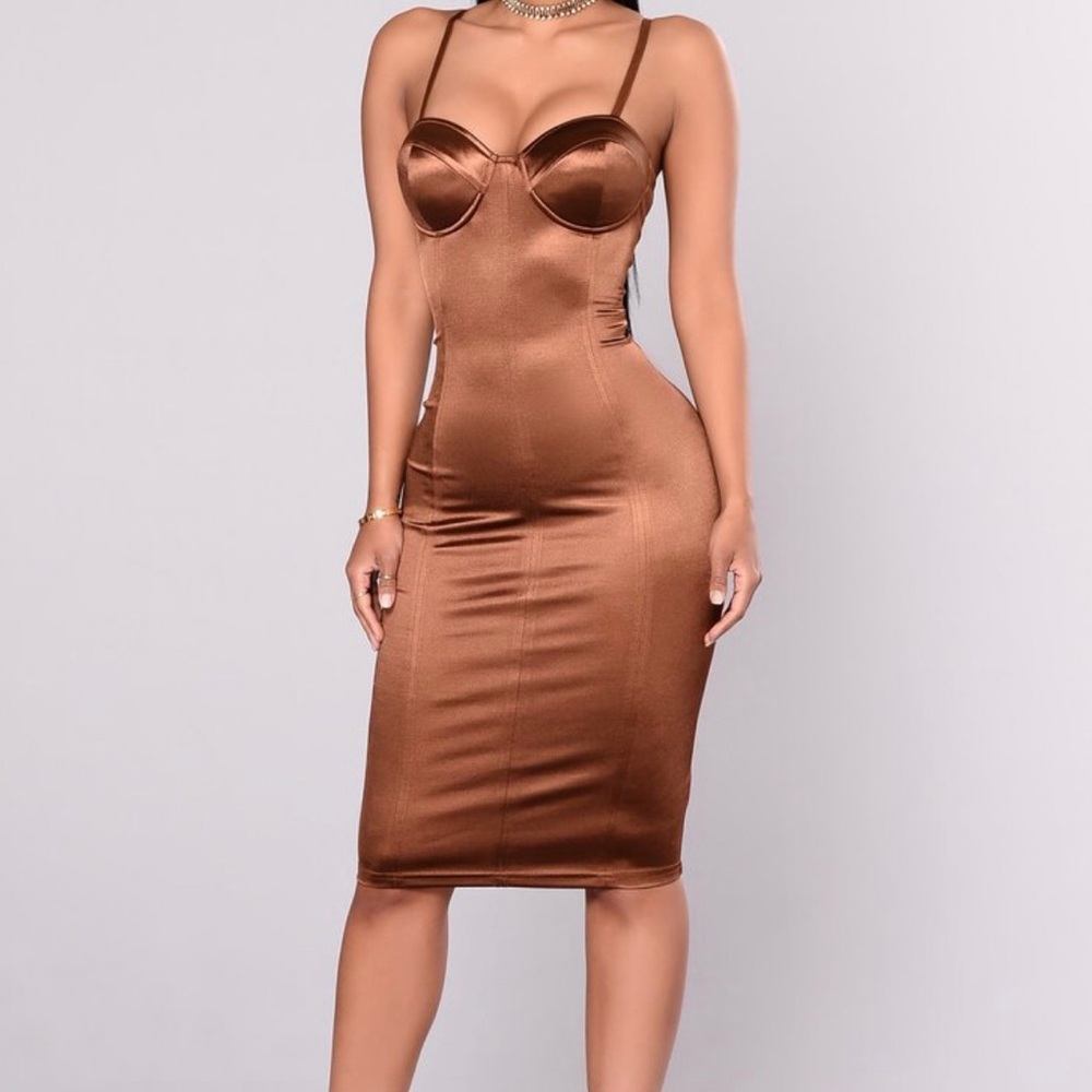 Chocolate Satin Midi Dress